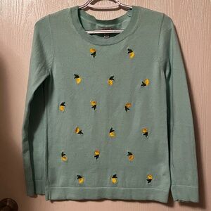 J.Crew 🍋Lemon🍋 Embroidered Teddy Sweater Preppy Women’s XS